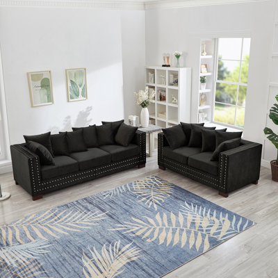 Velvet Upholstered 2+ 3 Seater Sofa