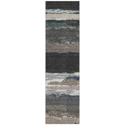 Nomaria Black Washable Indoor-Outdoor Rug - 