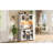 70.9" Kitchen Storage Cabinet With Led , 6 - Glass Stemware Rack, And Metal Mesh Doors Built In Power & Outlets, Decorative Lighting For-409773969
