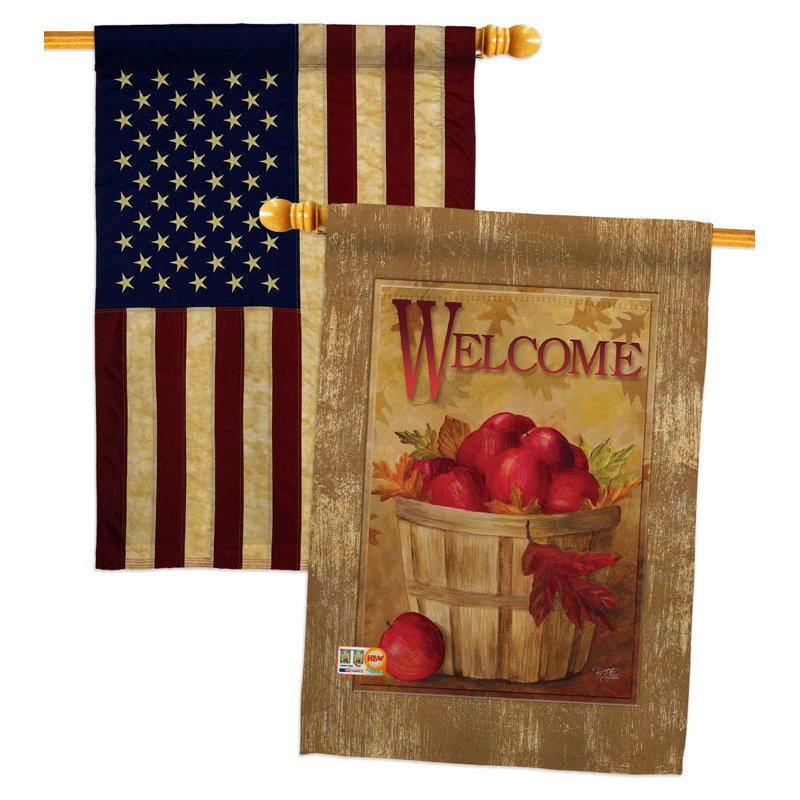 Drapeau de maison Welcome Apple Basket 2-Face