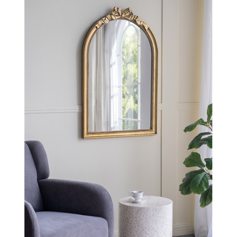 Miroir arqué de style baroque, Doré, 37,36 po x 23,66 po