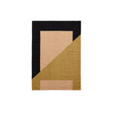 Rectangle Geometric Hand Woven Flatweave Wool Area Rug in Black/Brown