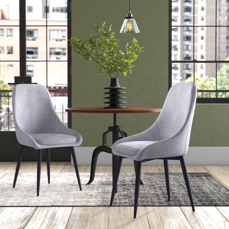 Mccoll 18.11'' H Velvet Upholstered Dining Chair, Gray