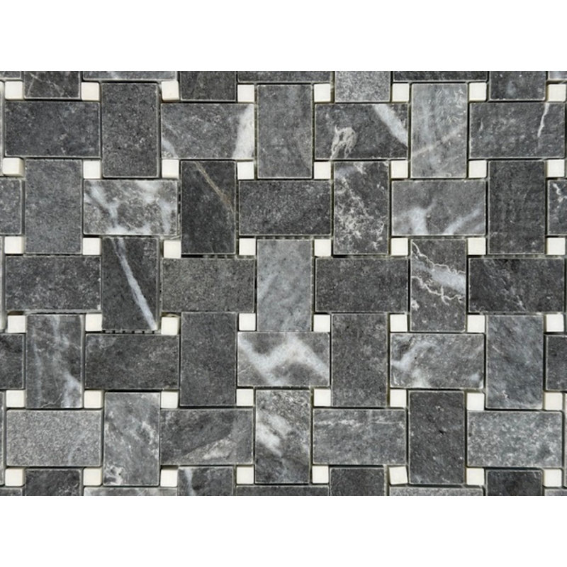Polished Dark Blue De Savoie Basketweave W/ Eastern White Dot, Dark Blue