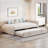Guest and Bedroom Sleep Solutions Upholstered L-Shaped Daybed Soft Beige Full Size with Pop-Up Twin Trundle-1106510973