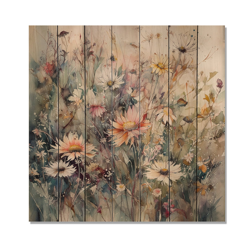 " Orange Green Daisy Tranquility ", 15" H x 15" W x 0.78" D