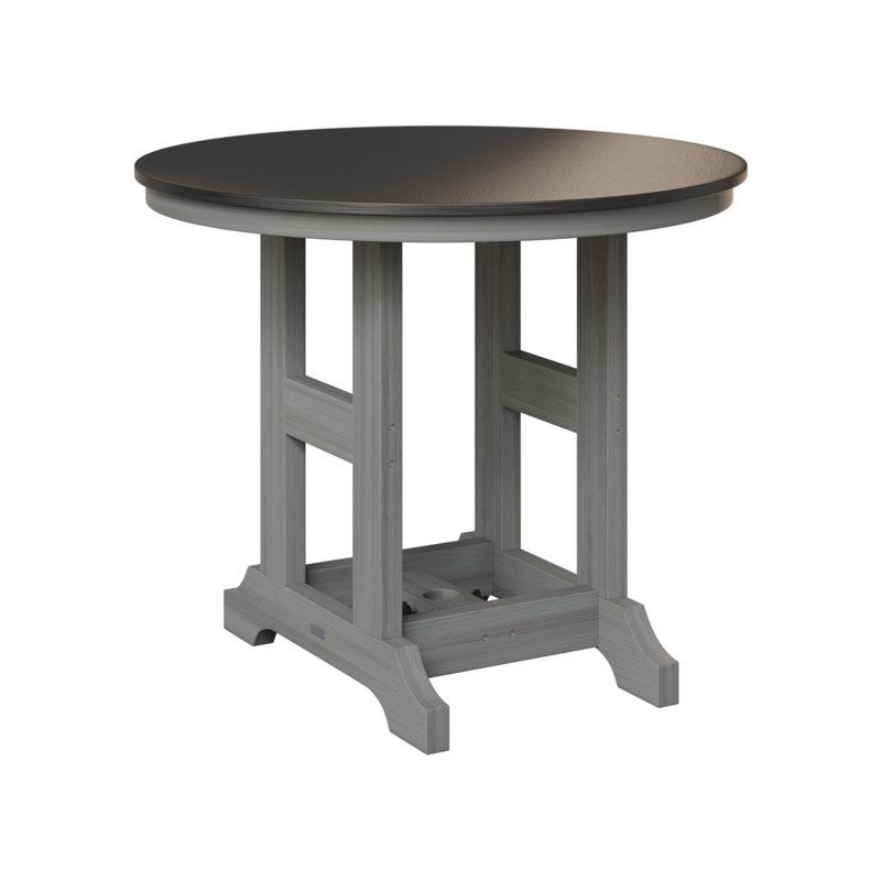 Table de salle à manger à hauteur de comptoir ronde de 38 po Berlin Gardens Garden Classic, Bois flottant gris, Noir martelé