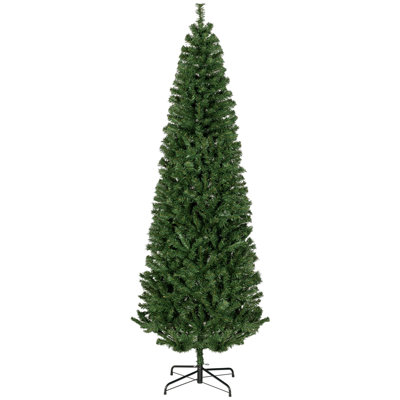 7Ft Slim Unlit Artificial Christmas Tree With Realistic Branches, 818 Tips, Easy Assembly And Storage, Perfect For Compact Spaces