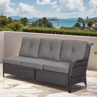 Canapé modulaire d'extérieur en osier avec coussins 73,62 po Deb