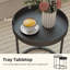  Nesting Side Table Set of 2, Industrial Round Nest of Tables, Grey-1776811312