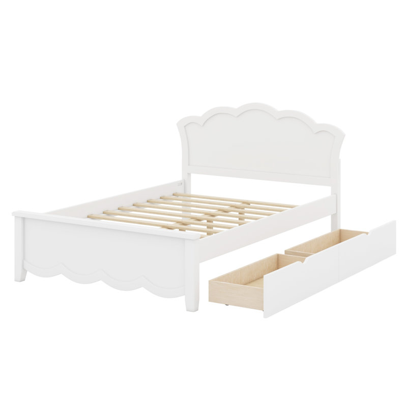 Lit plateforme avec rangement et 2 tiroirs pour la chambre à coucher, Double