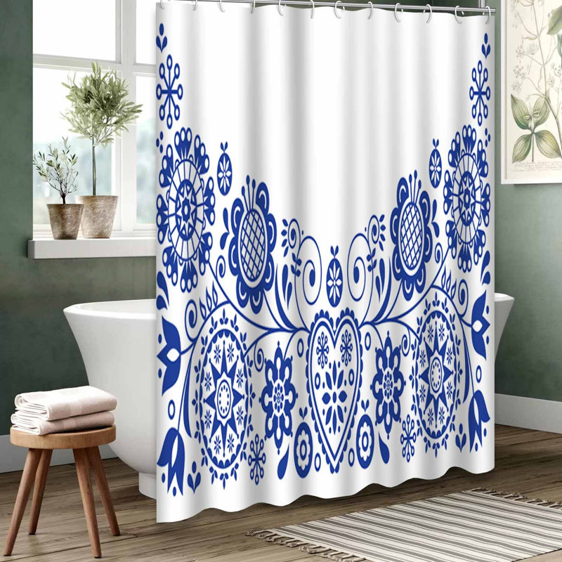 Rideau de douche bleu imperméable, rideaux de douche pour la salle de bain avec 12 crochets, 72" L x 72" W