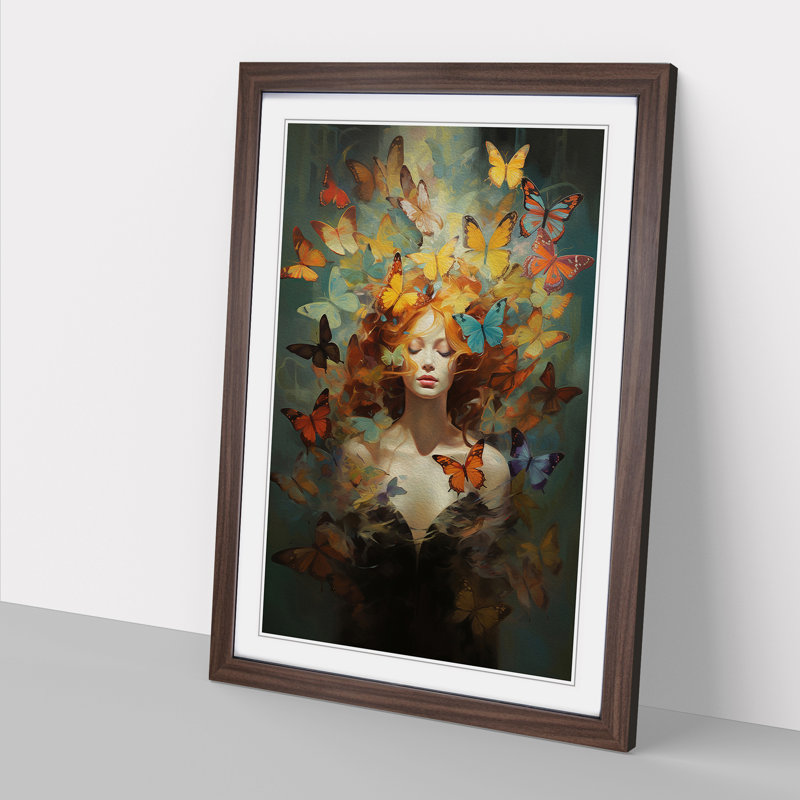Butterfly Futurism Art - Framed Print, Walnut Framed, 64cm H x 46cm W x 2cm D