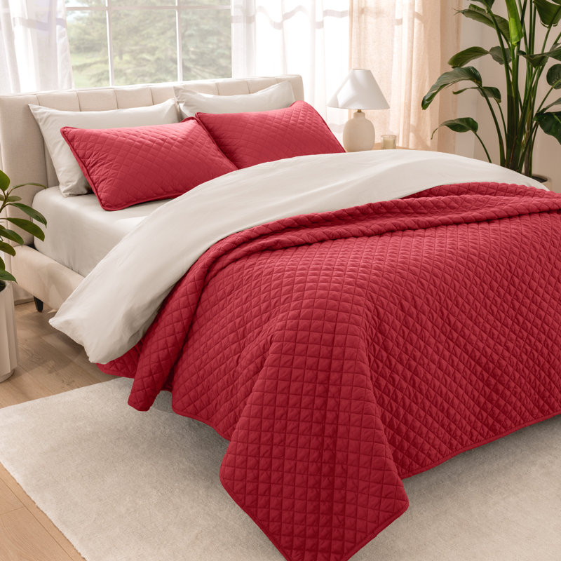 Ensemble de couvre-lit moderne et contemporain en microfibre 3 pièces , Couvre-lit très grand et 2 taies de très grande 
