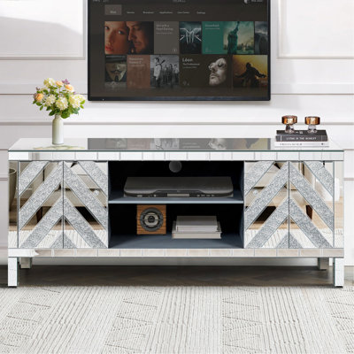 Tolkyn Glass Faux Wood TV Stand