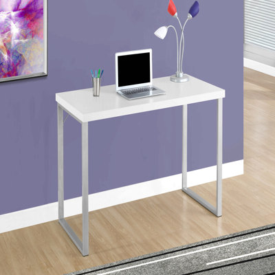 Computer Desk, Home Office, Laptop, 48"L, Work, White Laminate, Grey Metal, Contemporary, Modern
