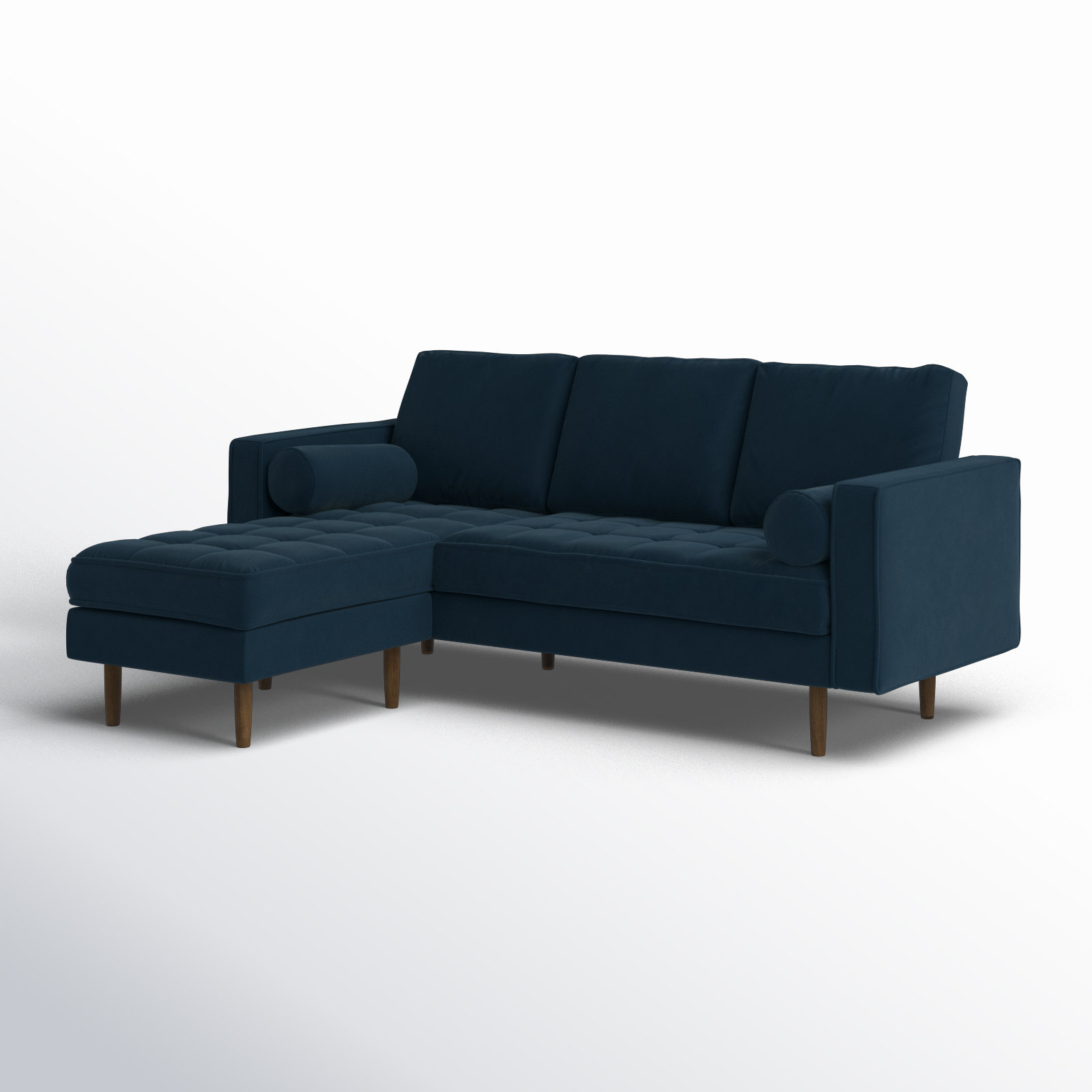Geo Velvet Reversible Sofa and Chaise, Bella Ink Blue Performance Velvet