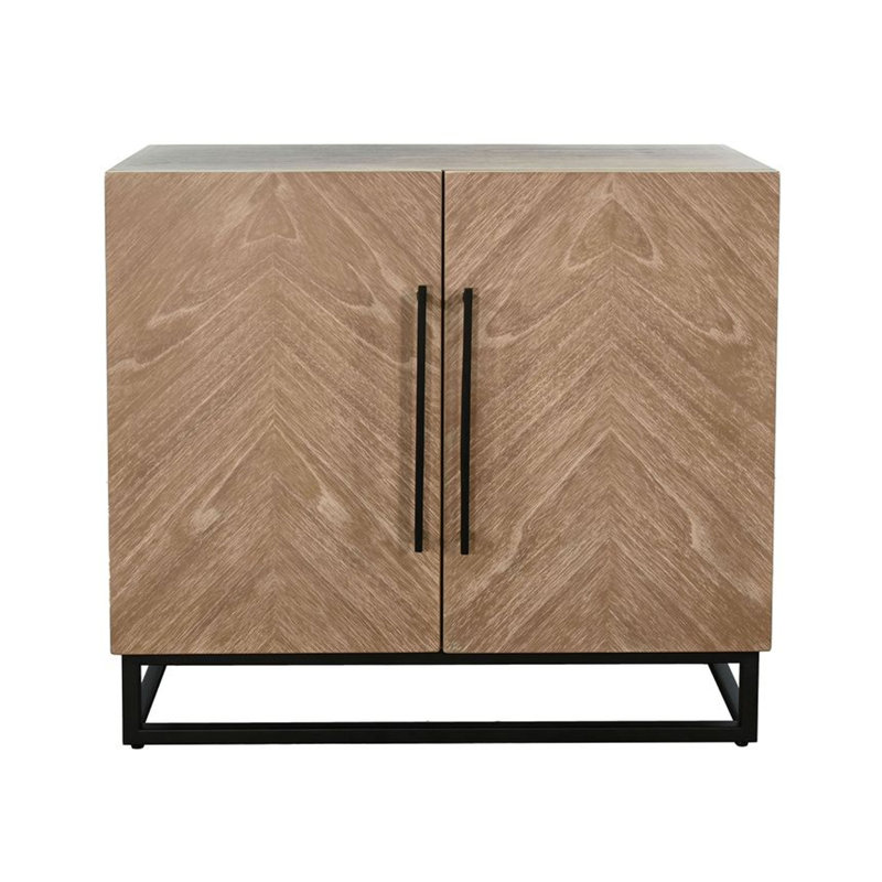 Armoire d'appoint Dimy, 36 po, 2 portes réglables avec tablettes en bois massif brun