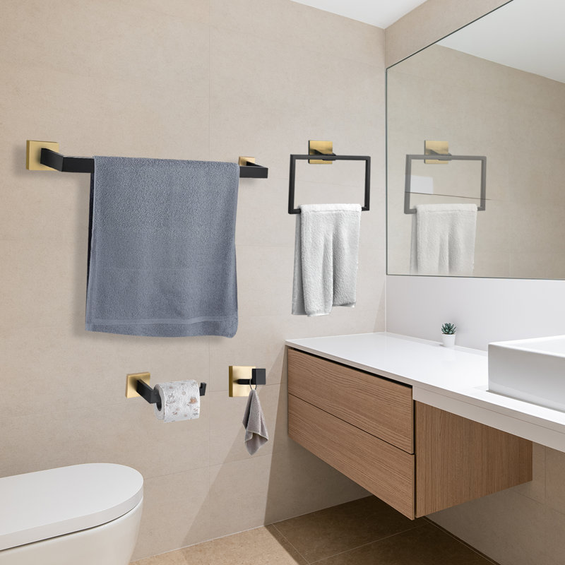 Ensemble de quincaillerie de salle de bain 5 pièces, Or brossé