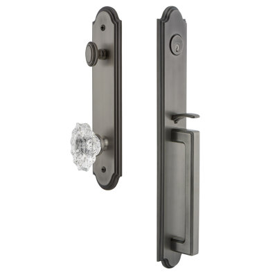 Arc Handleset with Single Cylinder Deadbolt and Biarritz Door Knob and Rosette