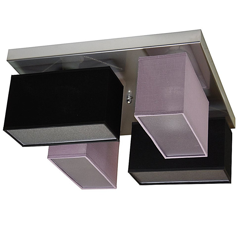 Partridge Fabric Semi Flush Mount, Black/Purple