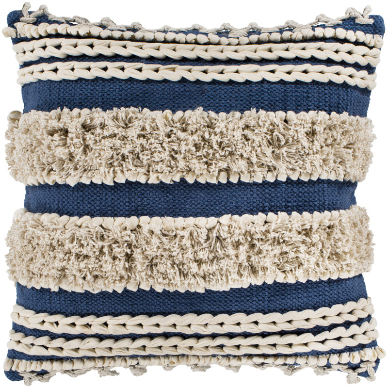 Housse et insert de coussin en coton Keiontae, 22 po x 22 po, Marine, Duvet