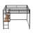 Full Size Metal Loft Bed with Built-in Desk and Storage Shelves, Black Space-Saving Loft Bed for Kids and Teens