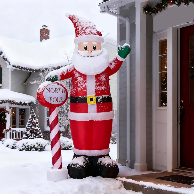 Décoration de Noël gonflable de père Noël 8,2 pi avec pôle nord