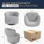 Fauteuil d'appoint pivotant gris 32 po 32 po, fauteuil club surdimensionné 360 ° entièrement assemblé