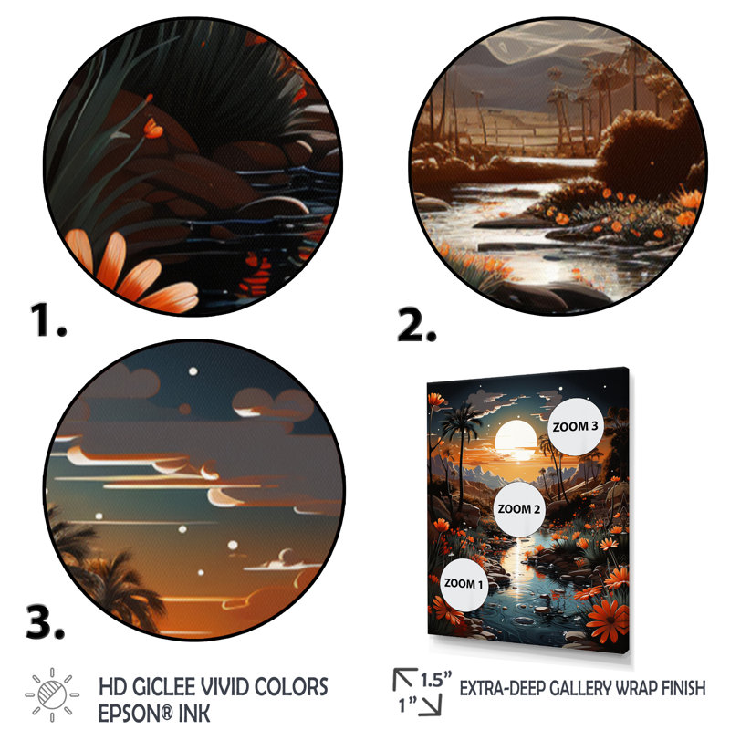 Koreon Desert Oasis Silver II sur impression sur toile, Cadre photo noir, H 20 po x l 12 po x P 1 po