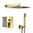 Gold Dual Shower Head - 10 Inch Square Wall Mounted With 360 Adjustable Rainfall And Handheld Spray For A Spa-Like Showers Relaxing Experience-126673565
