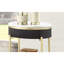 Table de bout contemporaine en noyer foncé avec faux marbre et panneaux incurvés or