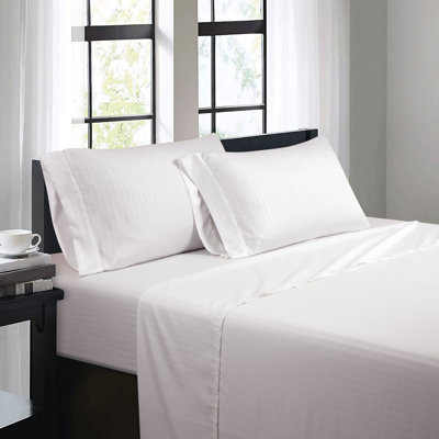 Bibb Home Damask Stripe 4 Piece Sheet Set