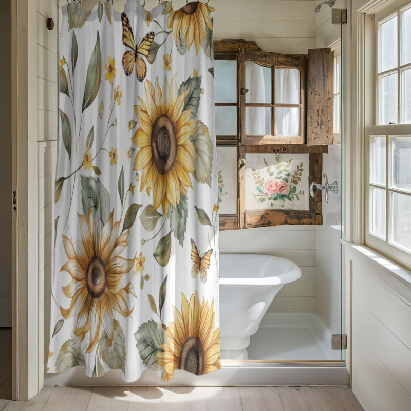 Sunny Flutter - Premium Shower Curtain, 74"H x 71"W