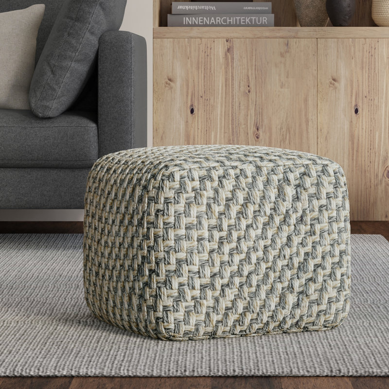 Beatrix 18"W Boho Upholstered Polyester Square Pouf