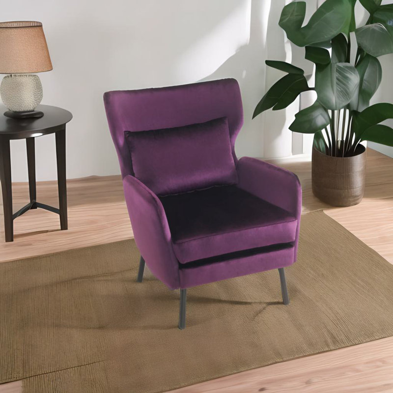 Fauteuil d'appoint à oreilles, Velours mauve