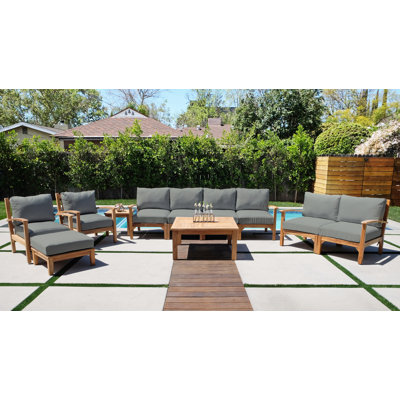 Huntington Teak 6 - Person Patio Conversation Set with Cushions