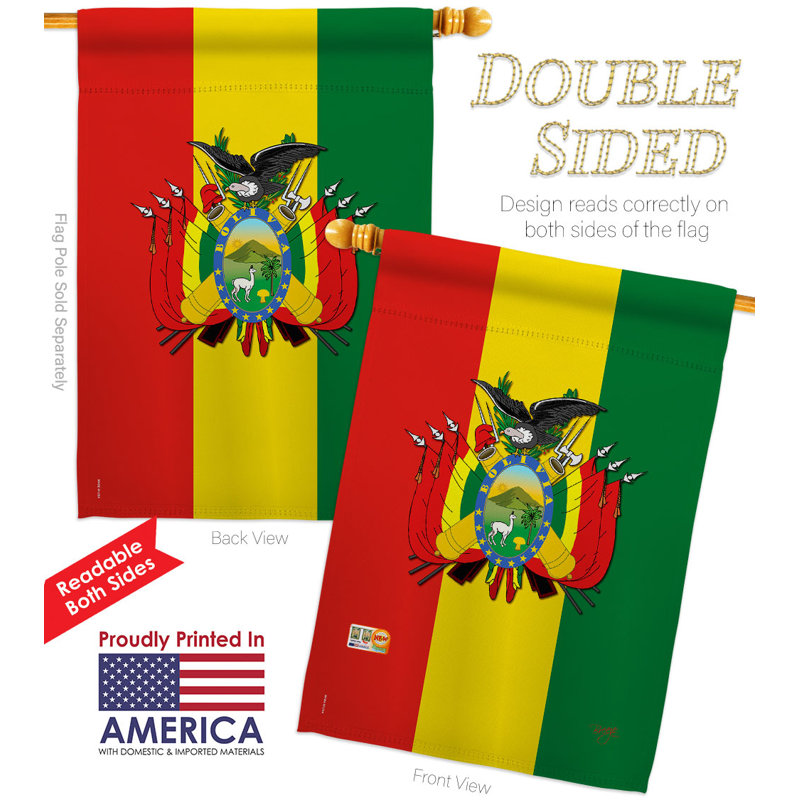 Drapeau de maison en polyester 3 côtés 3 pi x 2 pi 3 pi Bolivia