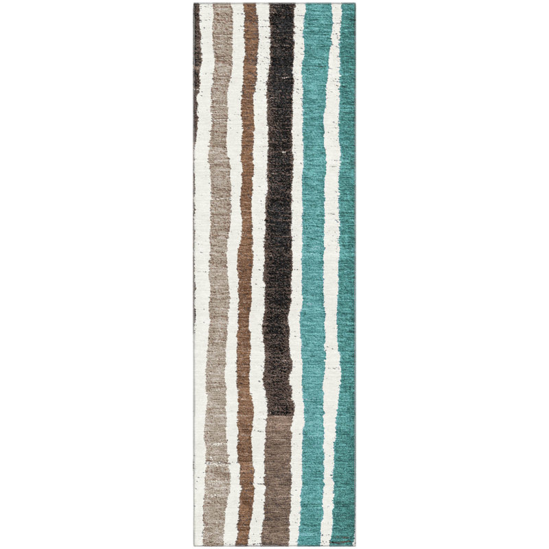 Premium Machine Washable Kemmer AMF1961 Stripes Rug, Runner 2'3" x 7'6"