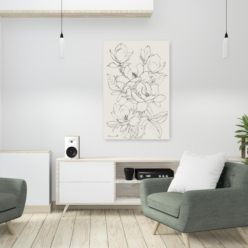 Magnolia Tree Abstract Contemporary Flower Landscape Wall Art Print 1 Piece Wrapped Canvas Wall Art, 91.44cm H x 60.96cm W