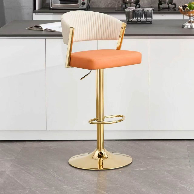 Ensemble de 3 tabourets de bar et de comptoir pivotants, Orange / blanc, 3