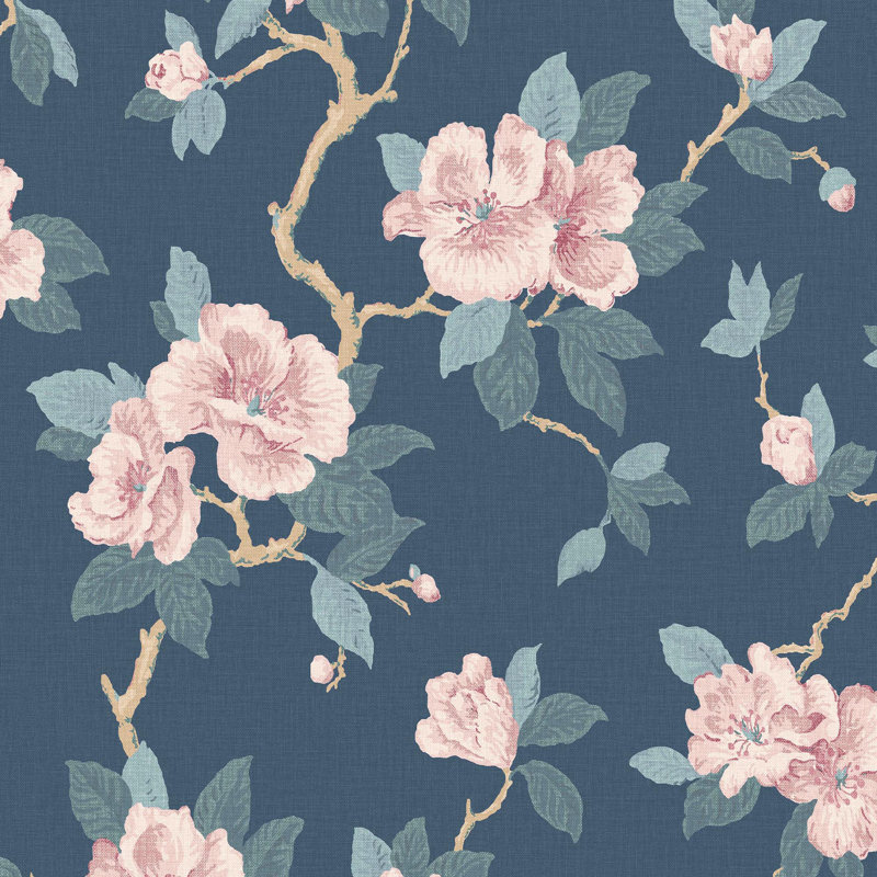 Laura Ashley Maya Linen Wallpaper, Blue
