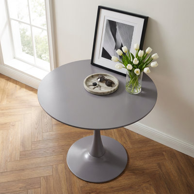 Mid-Century Modern Round Pedestal Dining Table with Finish Top