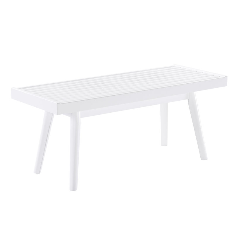 Le banc à lattes en bois massif blanc de 41,94 po ajoute un aspect fascinant à la chambre et au vestibule