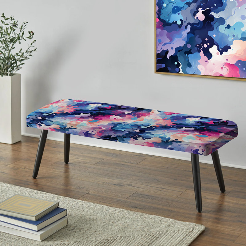 Celestial Disguise Undulation - Abstract Upholstered Black Bench