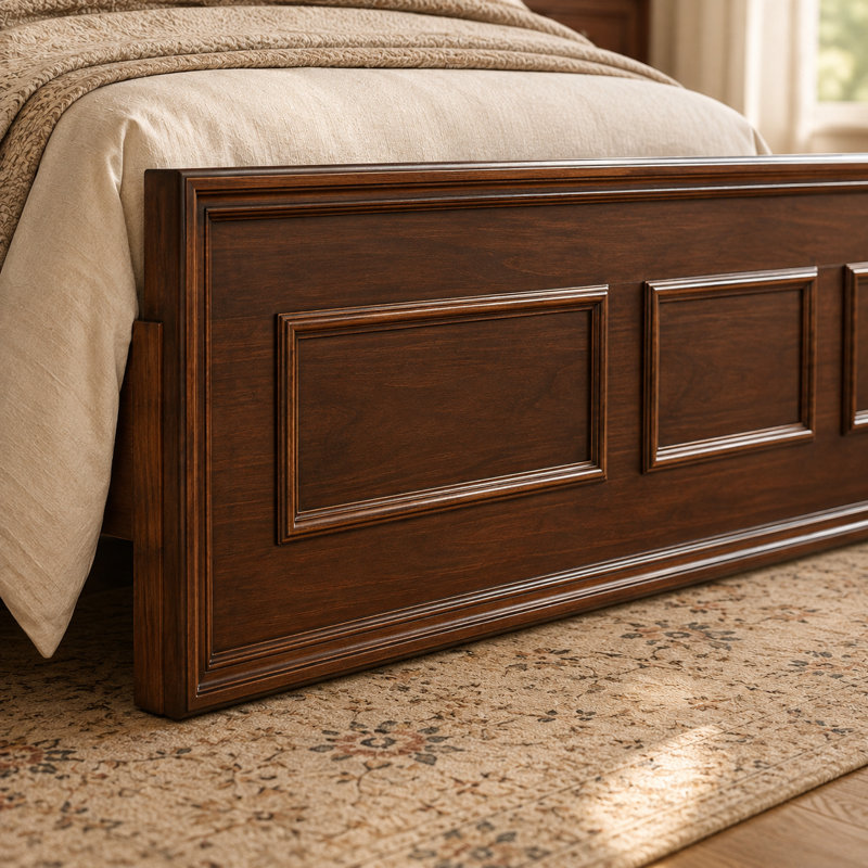 Lit plateforme avec tête de lit à hauteur réglable, cadre de lit en bois de pin noyer avec panneau à motif géométrique, rangement sous le lit, aucun sommier nécessaire