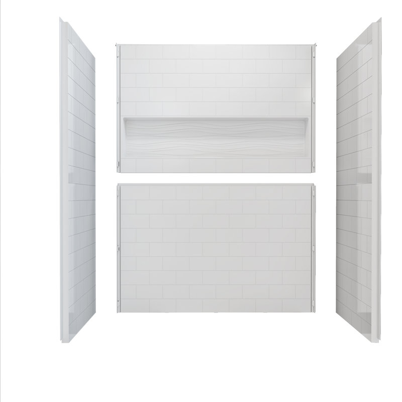 60 in. x 32 in. 4-Piece Direct-to-Stud Alcove Shower Wall Kit in White