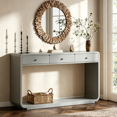 Console antique avec tiroirs et pieds courbés