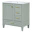 Ensemble de meuble-lavabo moderne avec ensemble lavabo 30 po, meuble-lavabo moderne avec porte à fermeture douce et 3 tiroirs, structure en bois massif (vert)-2088683579-2088683570