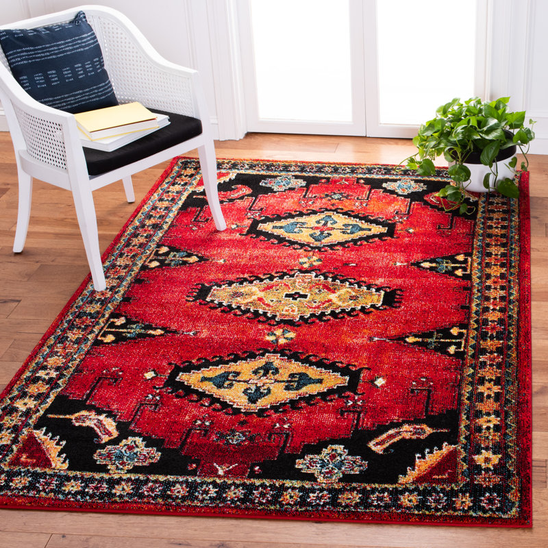Tapis rouge / noir du Sud-Ouest duchamps, Rectangle 4 pi x 6 pi